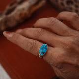 Horizontal Ring in Blue Ridge Turquoise (Size 7)