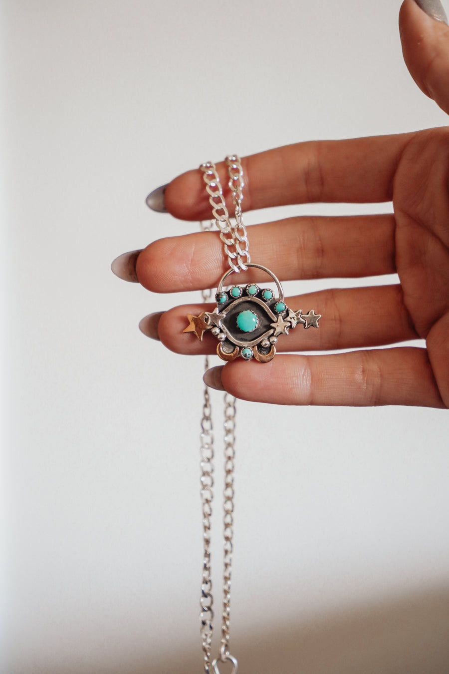The Magic Eye Necklace in Hubei & Lone Mtn Turquoise