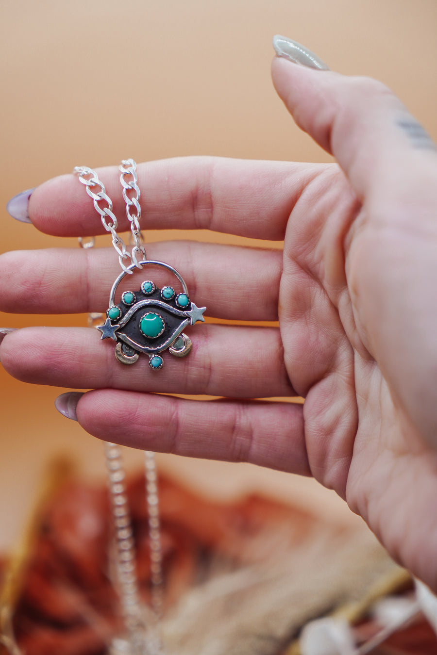 The Magic Eye Necklace in Hubei & Lone Mtn Turquoise