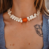 The Desert Dune Choker in Magnesite with Coral
