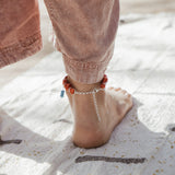 The Fray Baby Anklets with Turquoise + Pearl Beads (MADE TO ORDER)