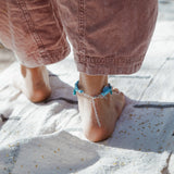 The Fray Baby Anklets with Turquoise + Pearl Beads (MADE TO ORDER)