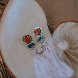 Earrings in Spiny Oyster Hearts
