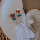Earrings in Spiny Oyster Hearts