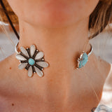 Boho Neck Cuff in Moonstone + Nacozari & Kingman Turquoise