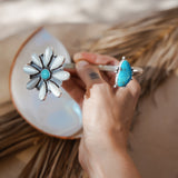 Boho Neck Cuff in Moonstone + Nacozari & Kingman Turquoise