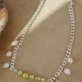 Flat Curb Chain Necklace with Freshwater Pearl