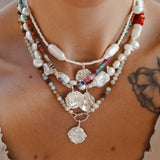 Rainbow Shell Beads with Sterling Silver Shell Charm
