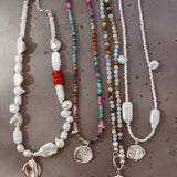Rainbow Shell Beads with Sterling Silver Shell Charm