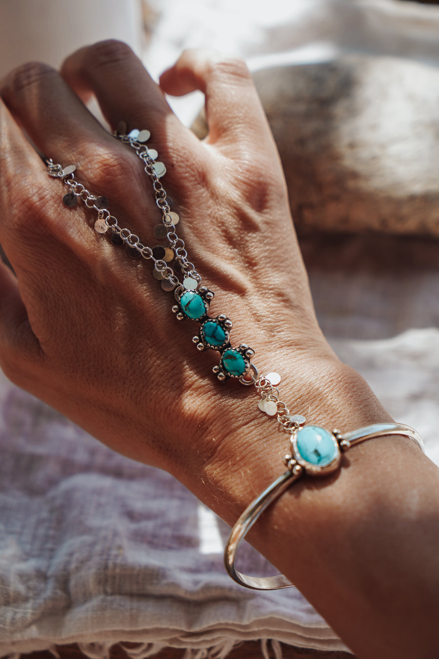 Hand Chain in Kingman Turquoise