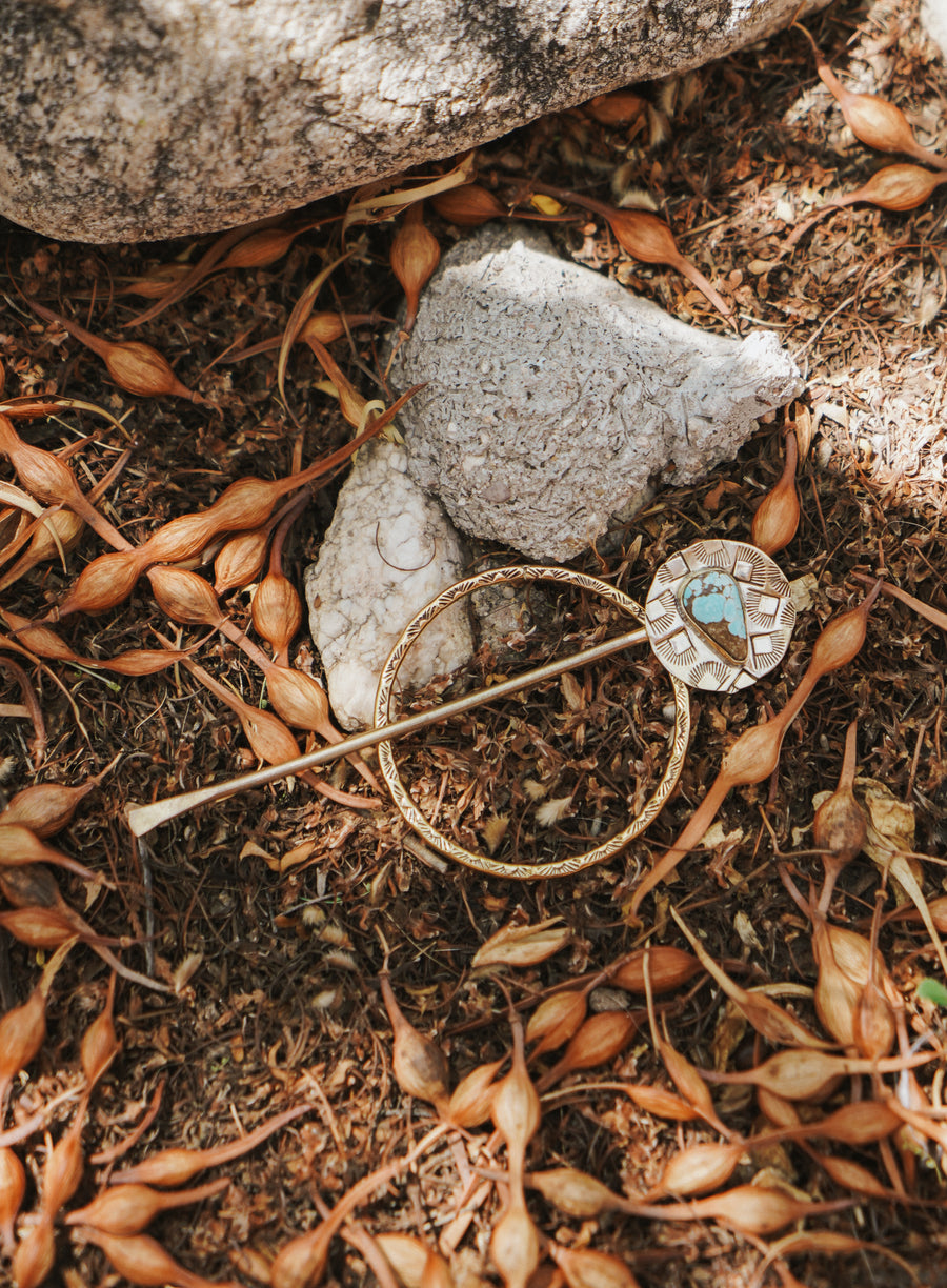 The Wanderer Hair Pin in Sandhill Turquoise