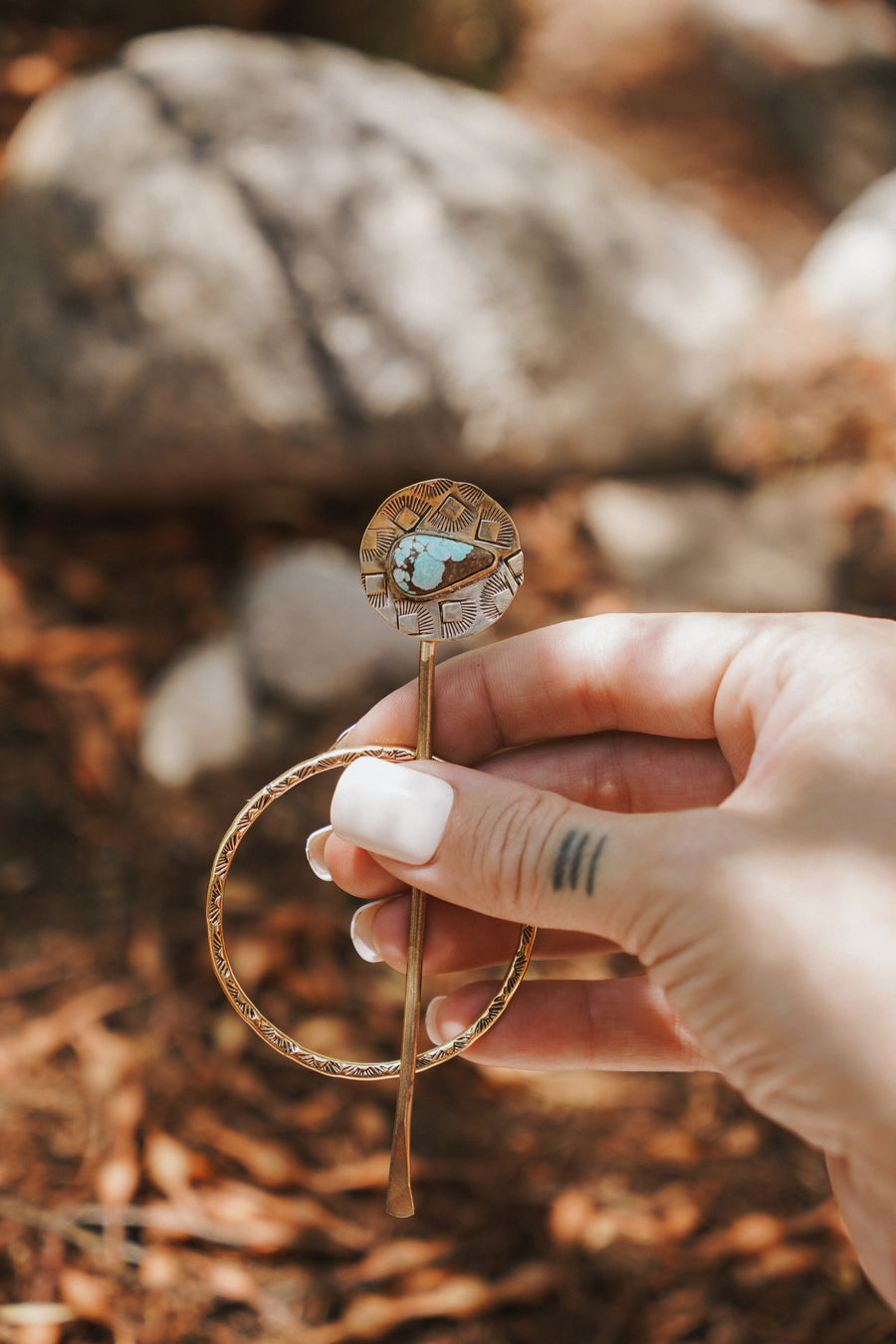 The Wanderer Hair Pin in Sandhill Turquoise