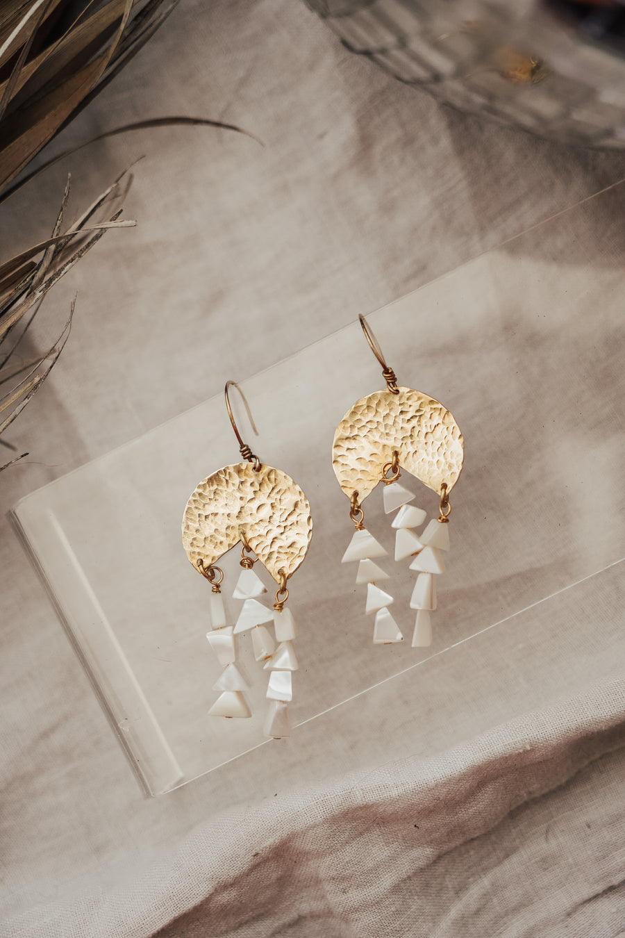 The Rising Star Dangle Earrings with Mother of Pearl
