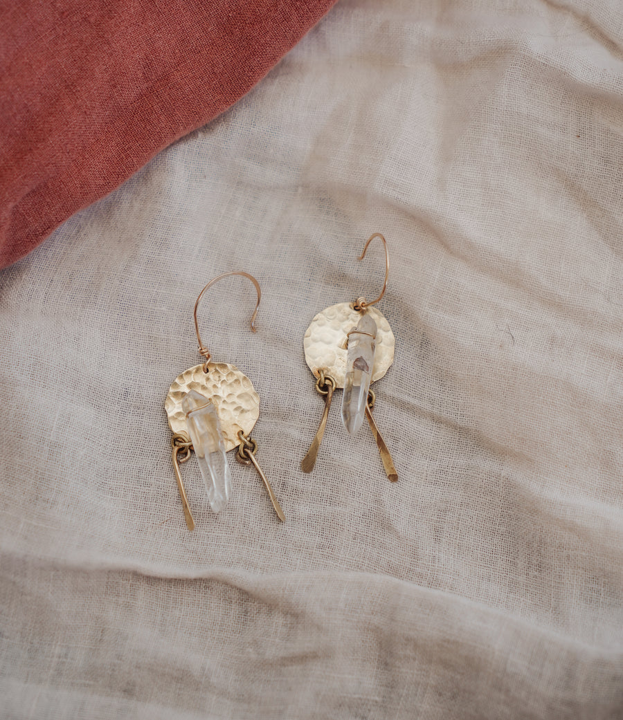 The Cavern Earrings in Clear Crystal Quartz