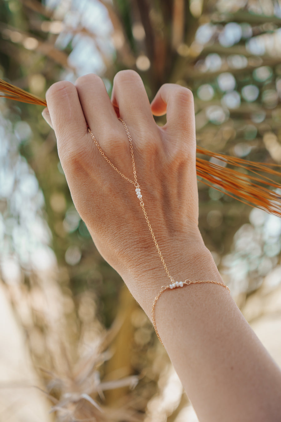 The Allure Hand Chain with Vintage Pearls
