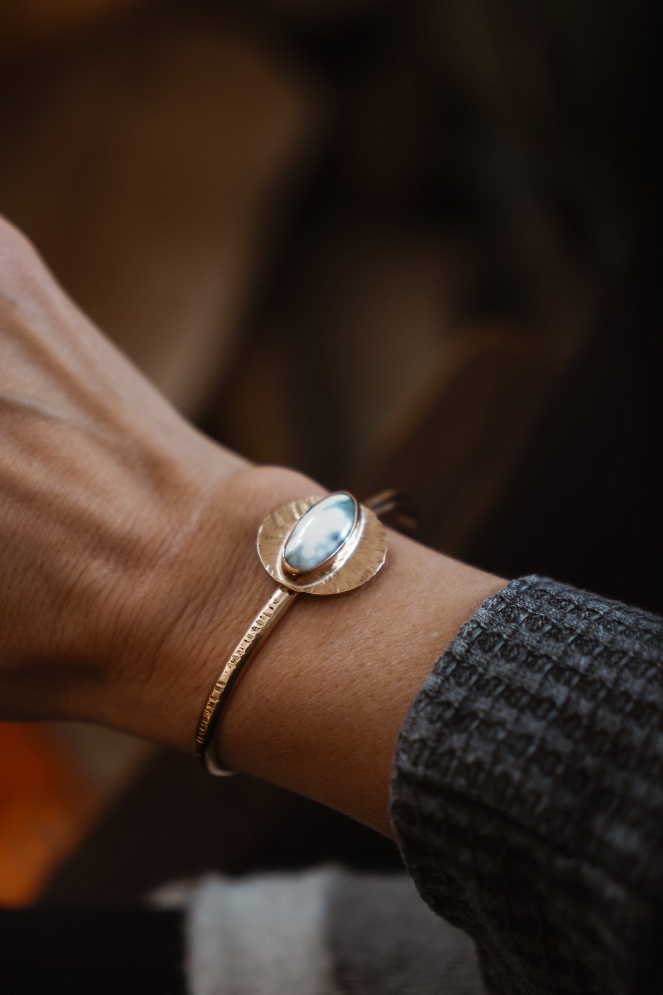 14k Gold - fill Cuff in Ocean Jasper - Golden Road Crafted