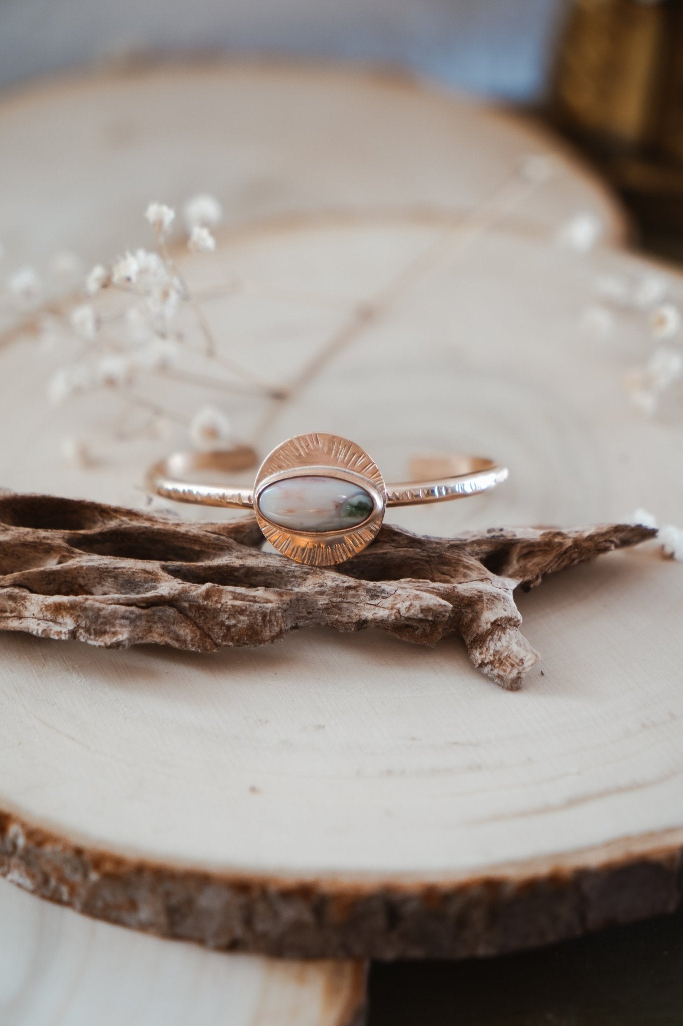 14k Gold - fill Cuff in Ocean Jasper - Golden Road Crafted