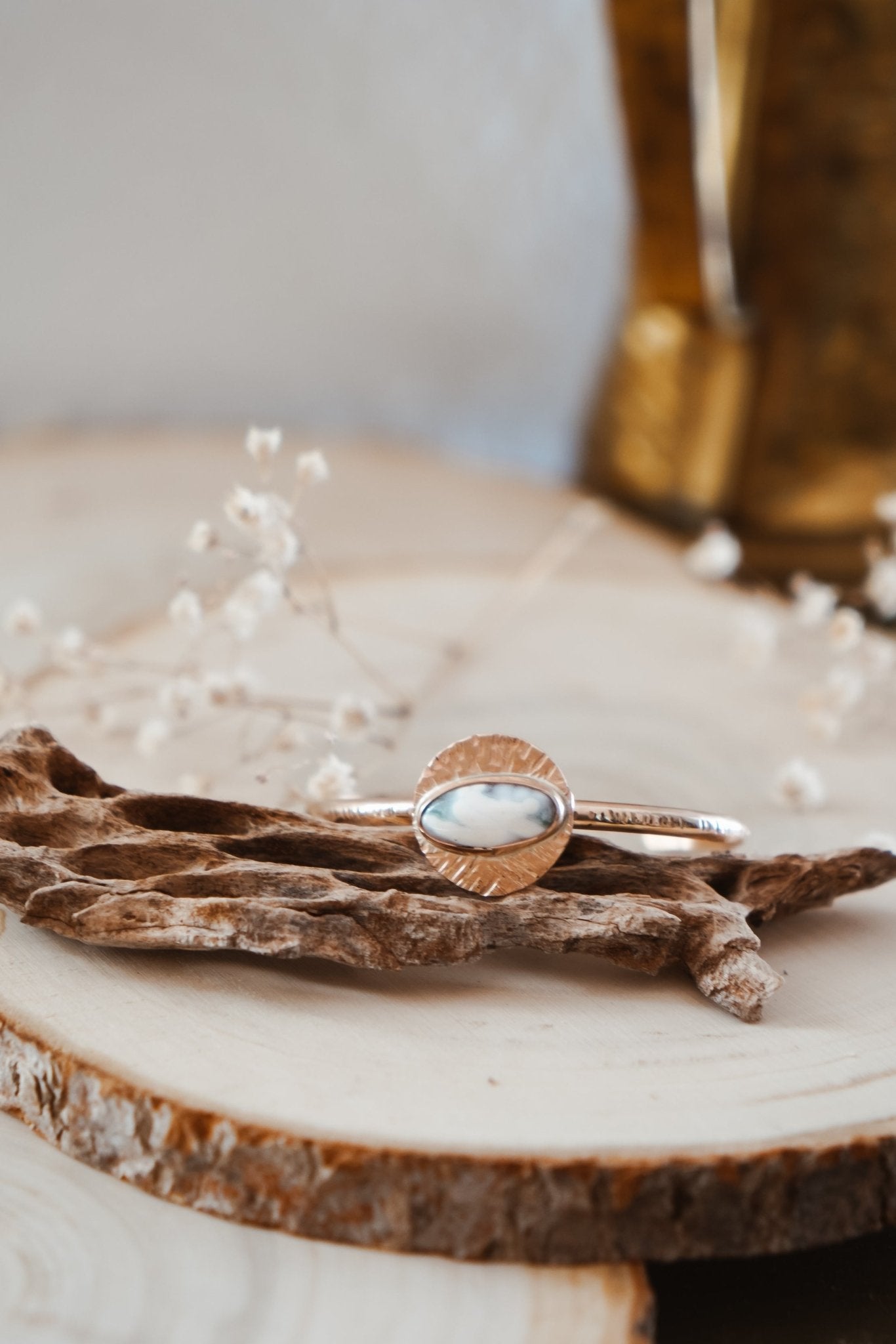 14k Gold - fill Cuff in Ocean Jasper - Golden Road Crafted