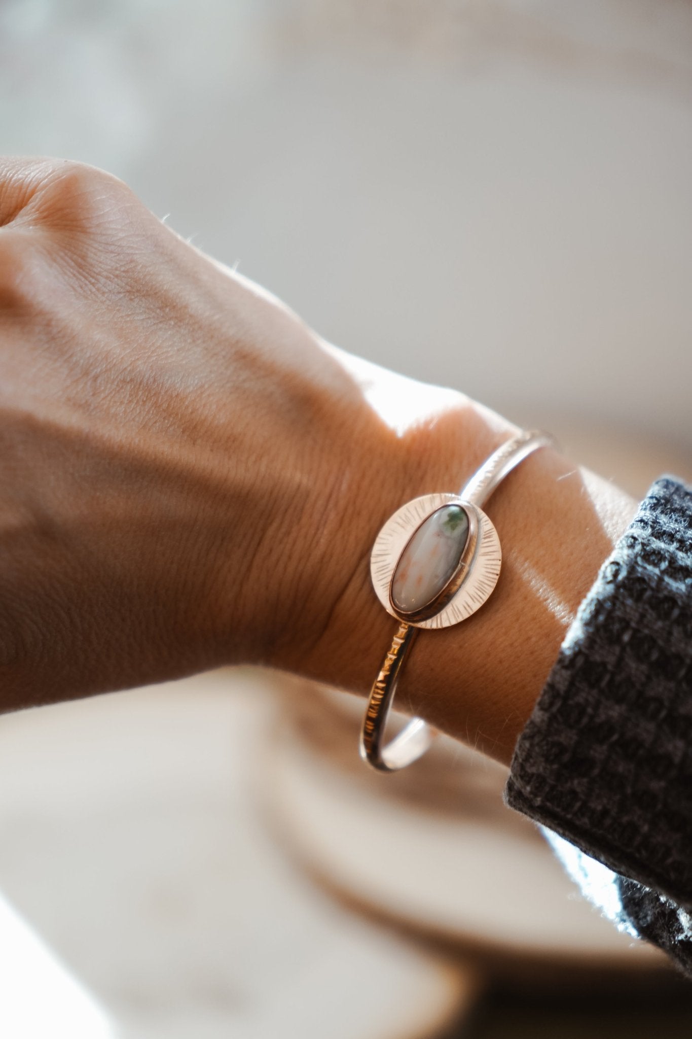 14k Gold - fill Cuff in Ocean Jasper - Golden Road Crafted