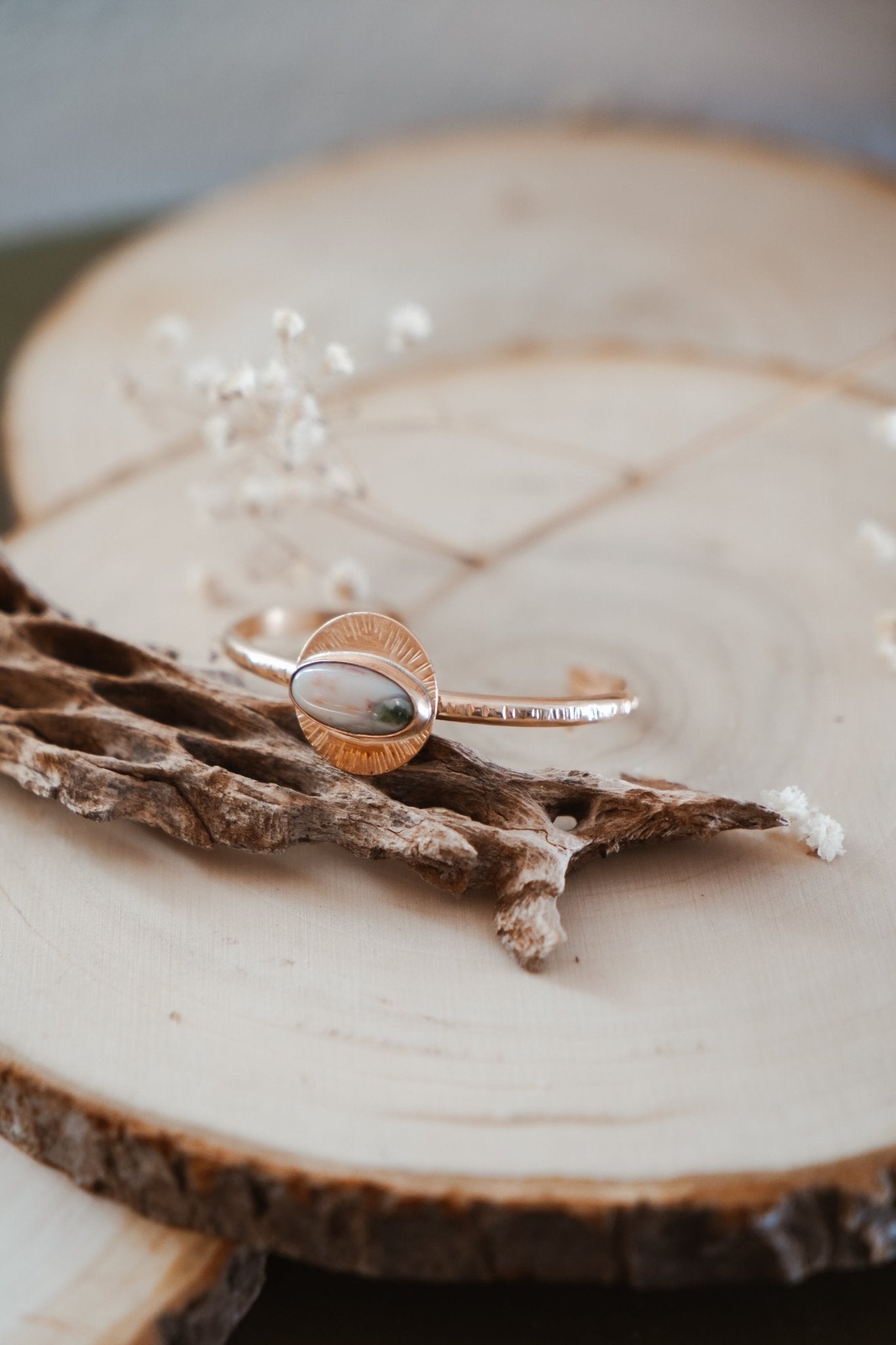 14k Gold - fill Cuff in Ocean Jasper - Golden Road Crafted