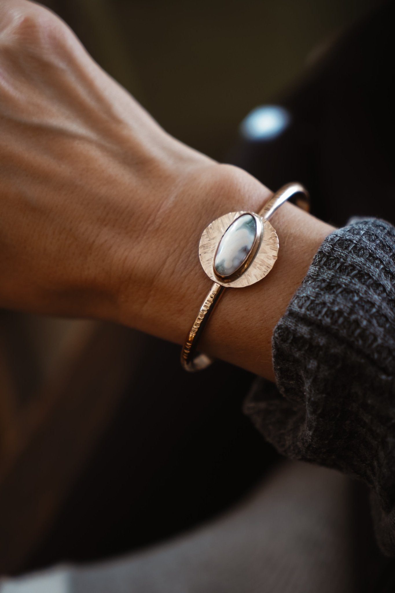 14k Gold - fill Cuff in Ocean Jasper - Golden Road Crafted