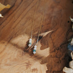 14k Gold - Fill Ear Threader in Pearl + Turquoise - Golden Road Crafted