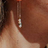 14k Gold - Fill Ear Threader in Pearl + Turquoise - Golden Road Crafted