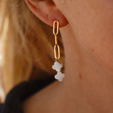 14k Gold - fill Earrings with Mother of Pearl Beads - Golden Road Crafted