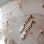 14k Gold - fill Earrings with Mother of Pearl Beads - Golden Road Crafted