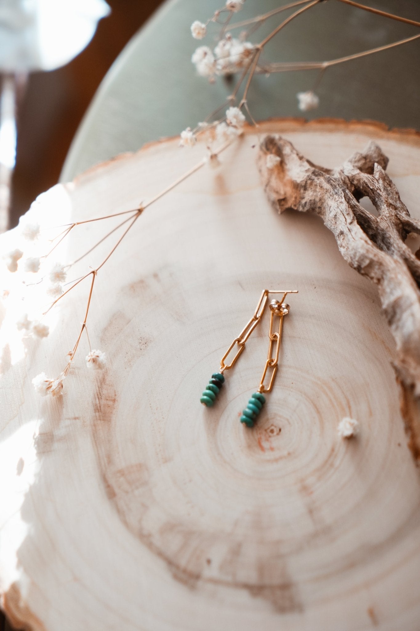 14k Gold - fill Earrings with Turquoise Beads - Golden Road Crafted