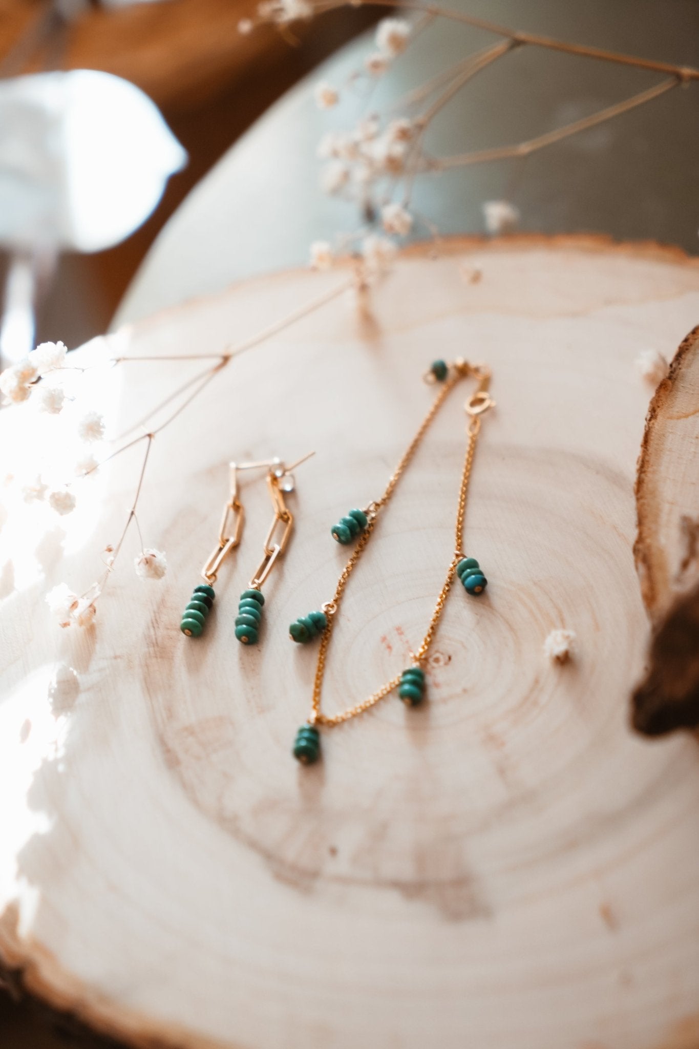 14k Gold - fill Earrings with Turquoise Beads - Golden Road Crafted