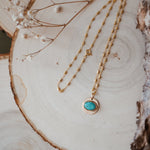 14k Gold - Fill Necklace in Carico Lake Turquoise - Golden Road Crafted