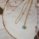 14k Gold - Fill Necklace in Carico Lake Turquoise - Golden Road Crafted