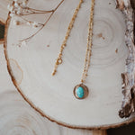 14k Gold - Fill Necklace in Carico Lake Turquoise - Golden Road Crafted