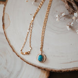 14k Gold - fill Necklace in Carico Lake Turquoise - Golden Road Crafted