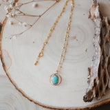 14k Gold - Fill Necklace in Carico Lake Turquoise - Golden Road Crafted