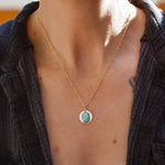 14k Gold - Fill Necklace in Carico Lake Turquoise - Golden Road Crafted