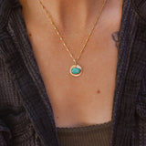 14k Gold - Fill Necklace in Carico Lake Turquoise - Golden Road Crafted