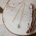 14k Gold - Fill Necklace in Carico Lake Turquoise - Golden Road Crafted