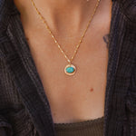 14k Gold - Fill Necklace in Carico Lake Turquoise - Golden Road Crafted
