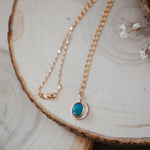14k Gold - fill Necklace in Carico Lake Turquoise - Golden Road Crafted