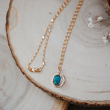 14k Gold - fill Necklace in Carico Lake Turquoise - Golden Road Crafted