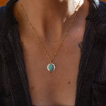 14k Gold - Fill Necklace in Carico Lake Turquoise - Golden Road Crafted