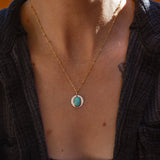 14k Gold - Fill Necklace in Carico Lake Turquoise - Golden Road Crafted