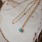 14k Gold - Fill Necklace in Carico Lake Turquoise - Golden Road Crafted
