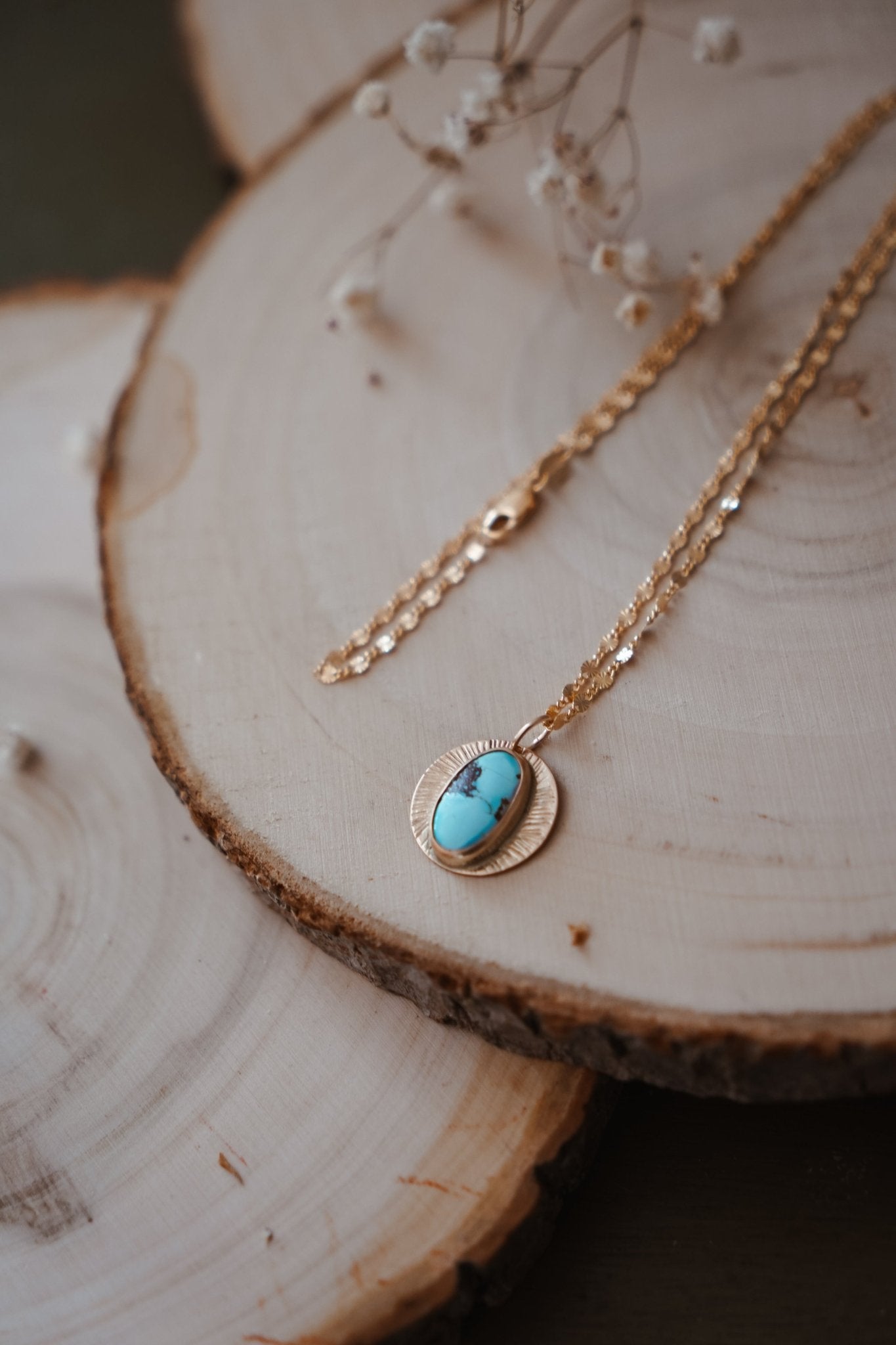 14k Gold - fill Necklace in Golden Hills Turquoise - Golden Road Crafted