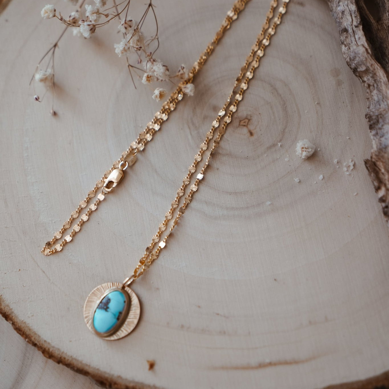 14k Gold - fill Necklace in Golden Hills Turquoise - Golden Road Crafted