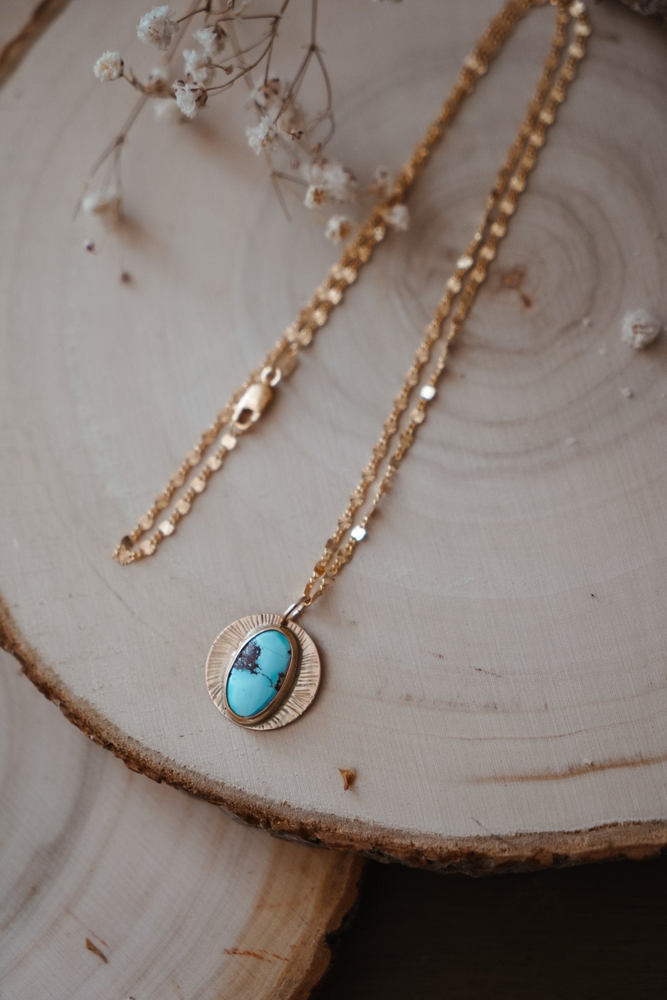 14k Gold - fill Necklace in Golden Hills Turquoise - Golden Road Crafted