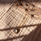 14k Gold - Fill Necklace in Rainbow Moonstone - Golden Road Crafted