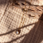 14k Gold - Fill Necklace in Rainbow Moonstone - Golden Road Crafted